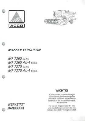 Reparaturleitfaden Werkstatthandbuch Agco Mähdrescher MasseyFerguson Fendt Challenger