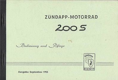 Bedienungsanleitung Zündapp Motorrad 200 S, Zweirad, Oldtimer