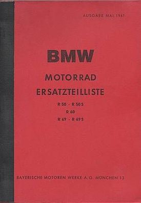 Ersatztelliste BMW Motorrad R 50, R 50S, R 60, R 69, Motorrad, Oldtimer