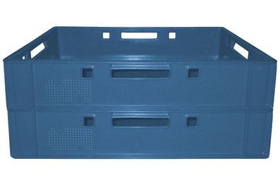 2 Stück Lagerkiste Transportbox Metzgerkiste Eurobehälter Stapelbehälter neu E1 blau