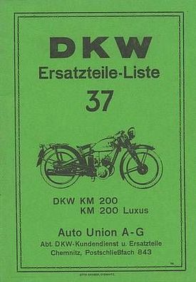 Ersatzteilliste 37 DKW KM 200, KM 200 Luxus , Motorrad, Oldtimer, Klassiker