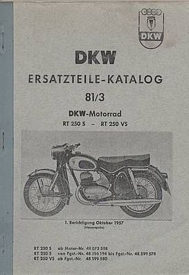 Ersatzteilliste DKW RT 250 S RT 250 VS, Katalog 83/3, Zweirad, Motorrad