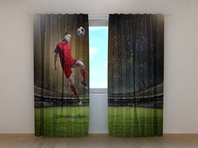 Fotogardine Fussballer, Vorhang bedruckt, Fotodruck, Fotovorhang mit Motiv, nach Maß