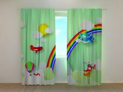 Fotogardine Regenbogen, Vorhang bedruckt, Fotodruck, Fotovorhang mit Motiv, nach Maß