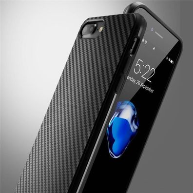 iPhone 8 Plus / 7 Plus Hülle Schutzhülle Silikon Bumper Slim Case Carbon Optik