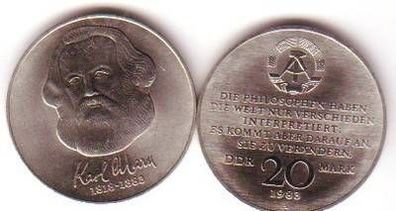 DDR Gedenk Münze 20 Mark Karl Marx 1983