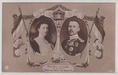 44333 Ak Prinz Oskar von Preussen m. Braut um 1910