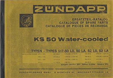 Ersatzteilkatalog Zündapp KS 50 Water-cooled, Motorrad, Zweirad, Oldtimer
