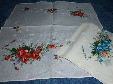2 bunte Taschentücher mit Blumenmotiv-China
