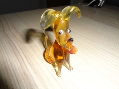süsse kleine Glasfigur aus Sammlung-Hund