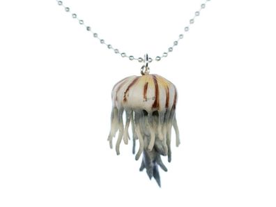 Qualle Meduse Kette Halskette Miniblings 80cm Jellyfish Meduse Feuerqualle Gummi