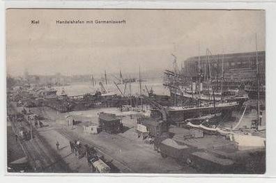 46388 Feldpost Ak Kiel Handelshafen mit Germaniawerft 1916