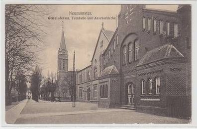 46442 Ak Neumünster Gemeindehaus Turnhalle Kirche 1916