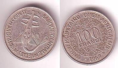 100 Francs Nickel Münze Westafrika 1969