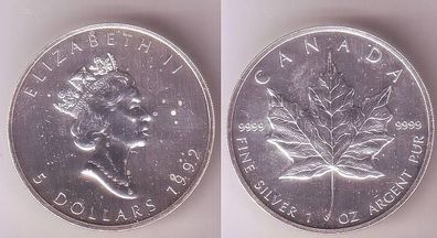 5 Dollar 1 Unze Silber Münze Kanada 1992