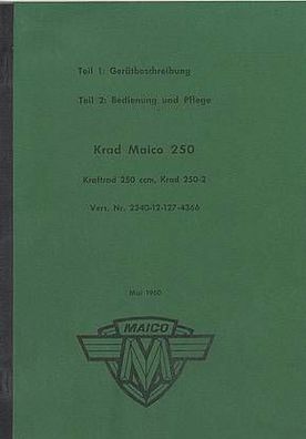 Bedienungsanleitung Maico M 250-2 Bundeswehr Krad, Motorrad, Oldtimer, Klassiker
