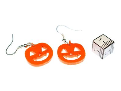 Kürbis Ohrringe Miniblings Hänger Halloween Pumpkin Acrylglas orange klein