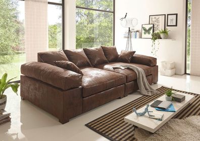 Big Sofa Vintage in verschiedenen Farben schwarz hellbraun dunkelbraun Megasofa