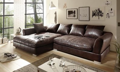 Big Sofa Vintage Stoff verschiedene Farben Ecksofa schwarz hellbraun dunkelbraun