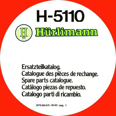 Ersatzteilliste Hürlimann für den Traktor H-5110