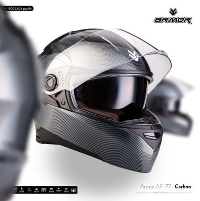 ARMOR AF-77 CARBON Motorrad-Helm Integral Roller Sonnen-Visier ECE XS-XXL