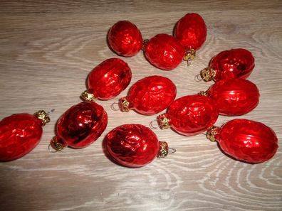 Nüsse Weihnachtskugeln, Baumschmuck - rot -12 Stück