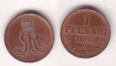 1 Pfennig Kupfer Münze Hannover 1863 B