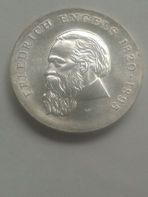 Original 20 Mark 1970 DDR Silber stempelglanz bankfrisch Friedrich Engels
