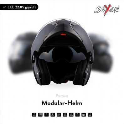 SOXON SF-99 Matt Black - Klapp-Helm Integral-Helm Modular Roller Schwarz ECE XS-XL