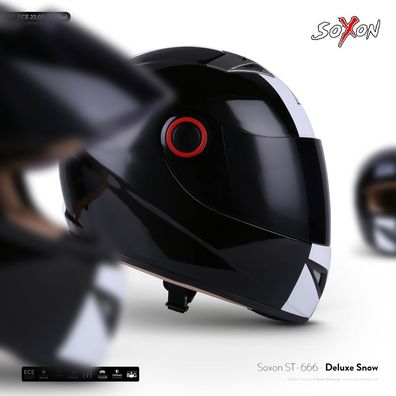 SOXON ST-666 Deluxe Snow - Integralhelm Motorrad-helm ROLLER Scooter Schwarz XS-XL