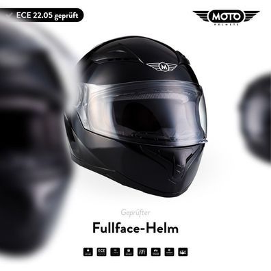 MOTO X86 Gloss Black - Integralhelm Motorrad Helm Fullface Roller Schwarz ECE XS-XXL