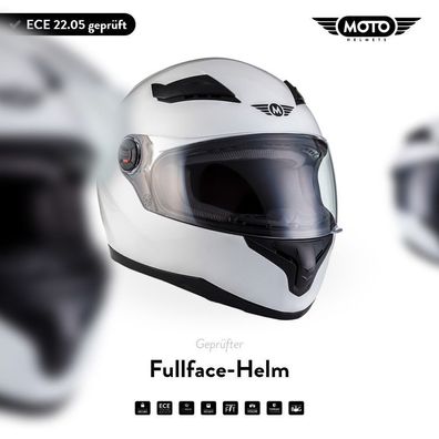 MOTO X86 Gloss White - Integralhelm Motorrad Helm Fullface Roller weiß ECE XS-XXL