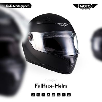 MOTO X86 Matt Black - Integralhelm Motorrad Helm Fullface Schwarz ROLLER ECE XS-XXL
