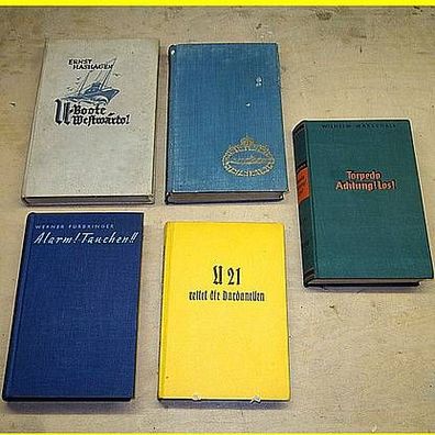 5 U-Boot Bücher 1931 - 1939 incl. Wegekarte U"53"