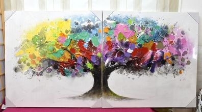 Bilder-Set "Magic Tree" , 2-tlg. 3D handgemalt jedes Bild ein Unikat Gemälde