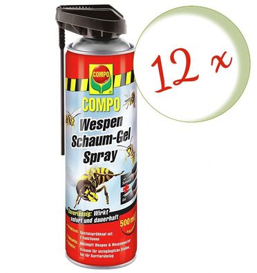 12 x COMPO Wespen Schaum-Gel Spray, 500 ml