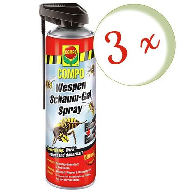 3 x COMPO Wespen Schaum-Gel Spray, 500 ml