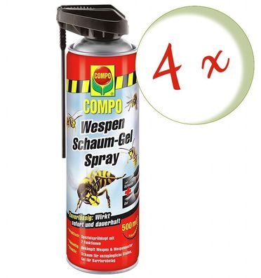 4 x COMPO Wespen Schaum-Gel Spray, 500 ml