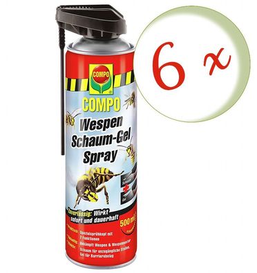 6 x COMPO Wespen Schaum-Gel Spray, 500 ml