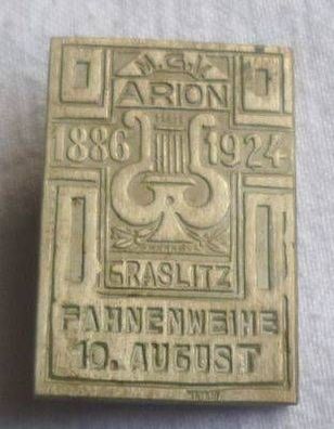 altes Abzeichen M.G.V. Arion Fahnenweihe Graslitz 1924