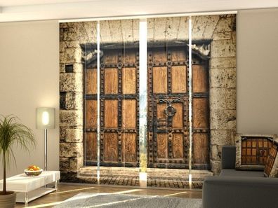Fotogardine alte spanische Tür, Schiebevorhang mit Motiv, Flächenvorhang, auf Maß