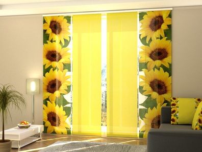 Fotogardine Sonnenblume, Schiebevorhang mit Motiv, Schiebegardinen Fotodruck, auf Maß