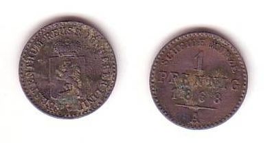 1 Pfennig Kupfer Münze Reuss Jüngere Linie 1868 A