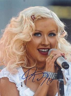 Original Autogramm Christina Aguilera auf Großfoto