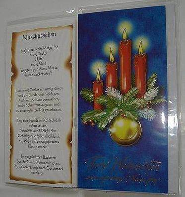 Weihnachten Weihnachtskarte mit Rezept für Nussküßchen Grußkarte zu Neujahr
