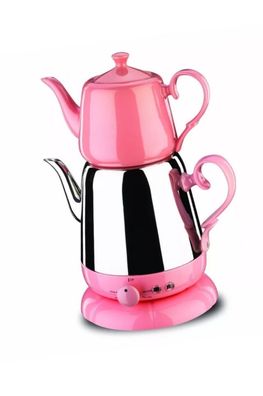 Elektrische Teekocher Edelstahl 2,7 l Teemaschine Semaver Pink