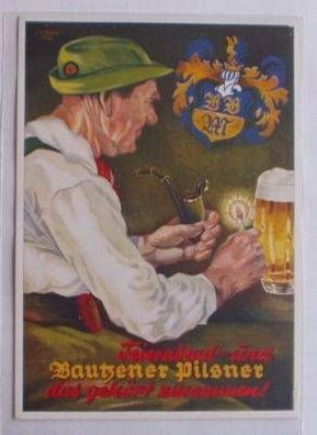 46086 Reklame Ak Bautzner Pilsner um 1935