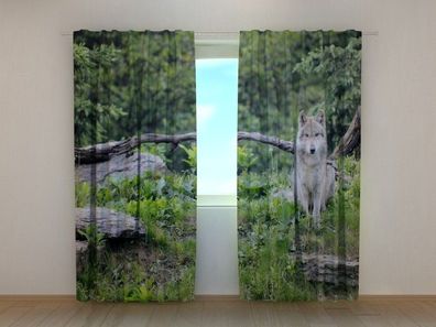 Fotogardine Wolf, Vorhang bedruckt Fotovorhang mit Foto, nach Maß