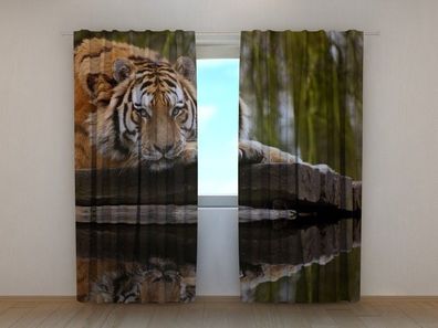 Fotogardine Tiger, Vorhang bedruckt, Fotodruck, Fotovorhang mit Motiv, nach Maß