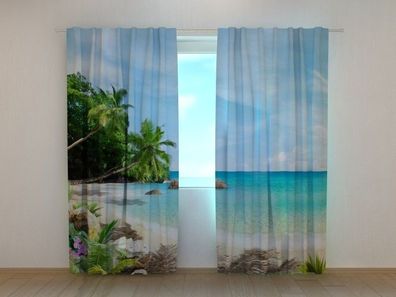 Fotogardine warme Insel, Vorhang bedruckt, Fotovorhang mit Motiv, nach Maß